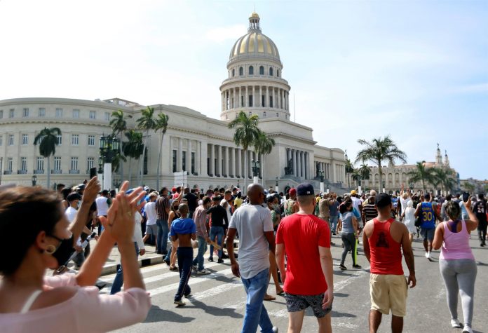 Imagen de las protestas ocurridas el 11 de julio de 2021, la mayor expresión de descontento social de las últimas décadas en la isla.